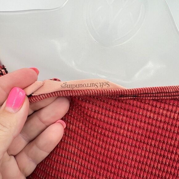 Soft Surroundings Women's Waffle Knit Patchwork Thermal Cuff Top Red XS Boho - Picture 10 of 13